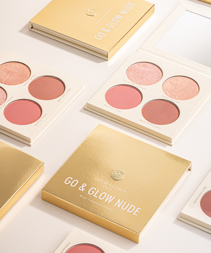 Go & Glow Blush + Highlight Palette | Nude Foundation Brush