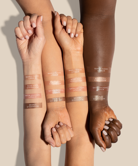 Duo Pots Lip + Eye | Barely There + Rose Gold Foundation Brush