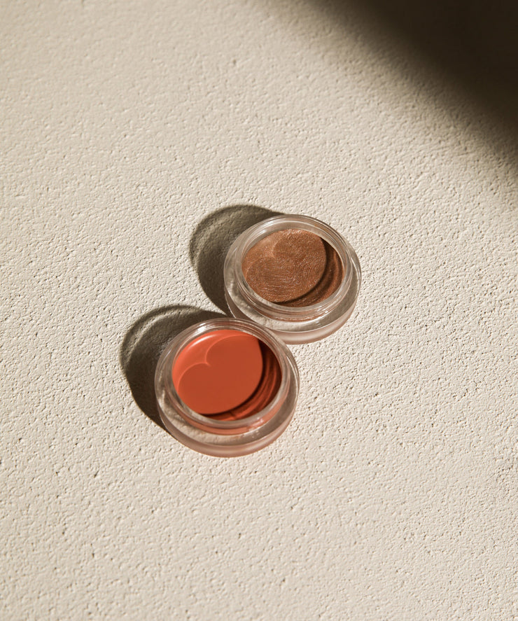Duo Pots Blush + Highlight | Peach + Mystical Foundation Brush