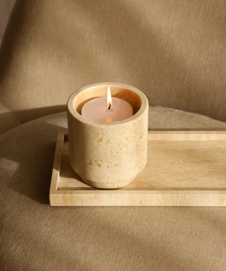 OGB TRAVERTINE CANDLE HOLDER | LARGE