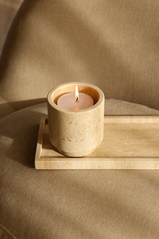 OGB TRAVERTINE CANDLE HOLDER | LARGE