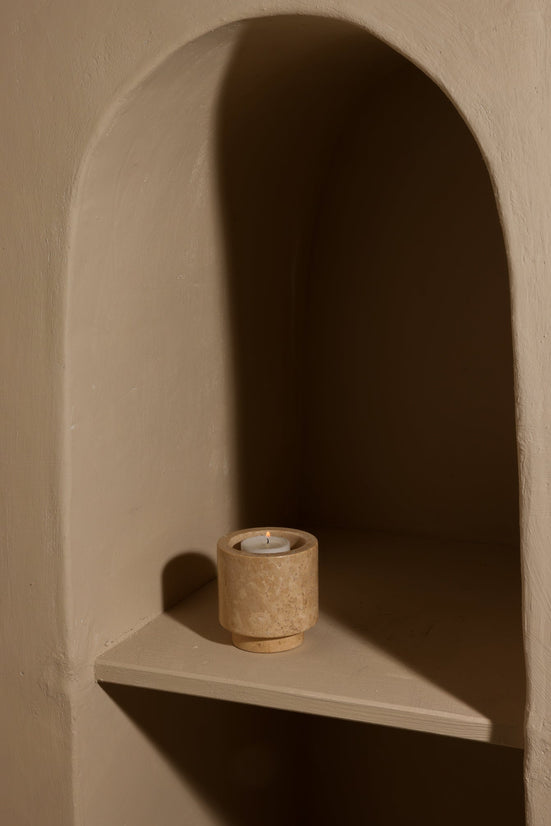 OGB TRAVERTINE CANDLE HOLDER | SMALL