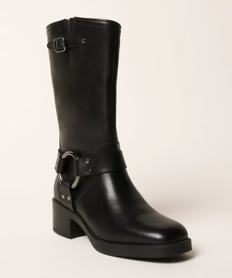 BUCKLE BOOT | BLACK/GUN METAL