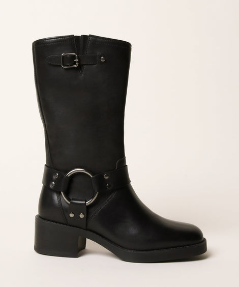BUCKLE BOOT | BLACK/GUN METAL
