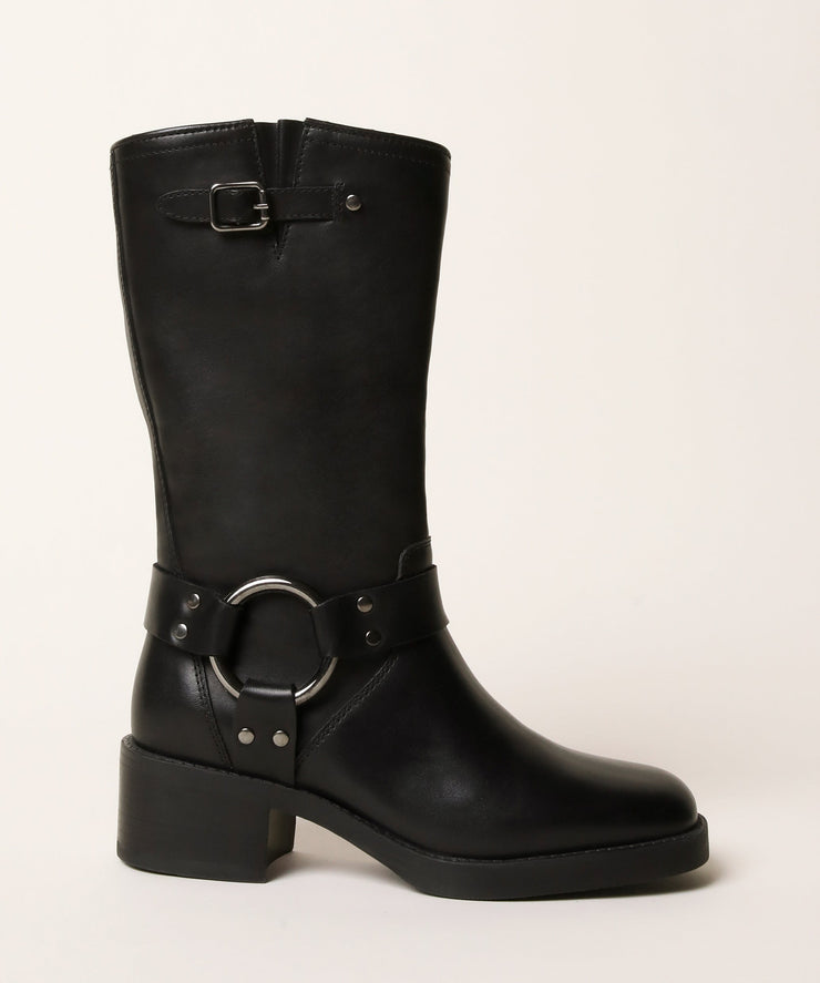 BUCKLE BOOT | BLACK/GUN METAL